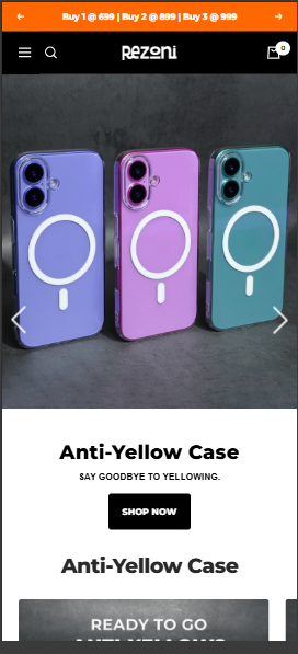 Rezoni — Shopify fashion store mobile view