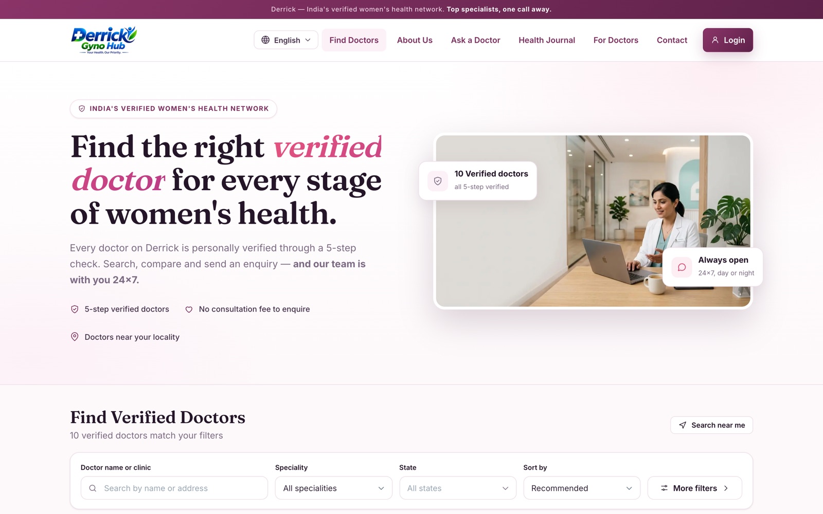Derrick Gyno Hub — verified women's health doctor network