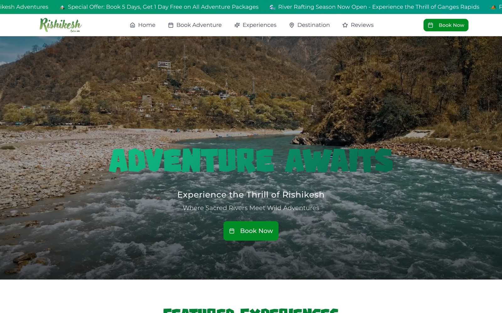 Rishikesh Aura Inn — hotel & adventure booking website